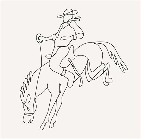 Premium Vector | Minimalist western line art, cowboy, bull steer ...