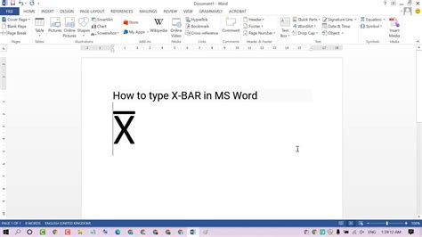 X Bar Symbol in Word - OliverilDowns