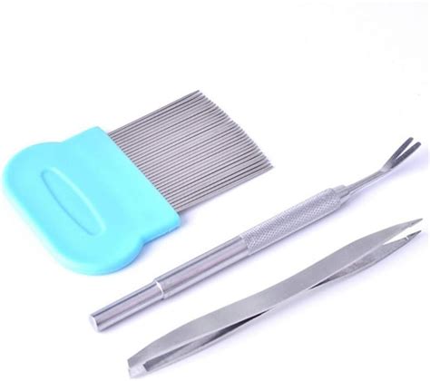 Tick Remover Stainless Steel Tick Removal Tools 3 Pcs with Ticks Fork Clip Comb Pet Flea Remover ...