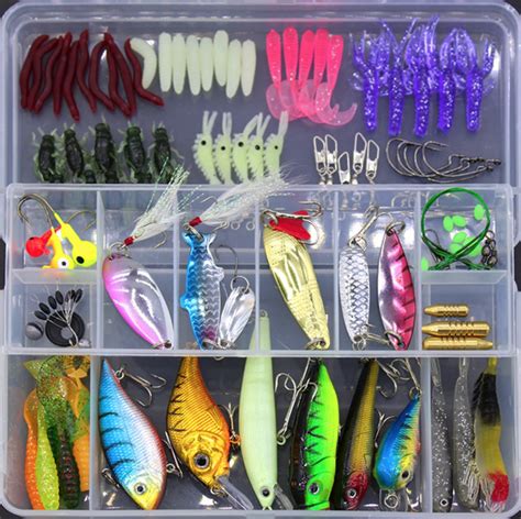 100pcs Fishing Lures Set Kit - Fish Spinnerbait Hooks Bass Lure Bait ...