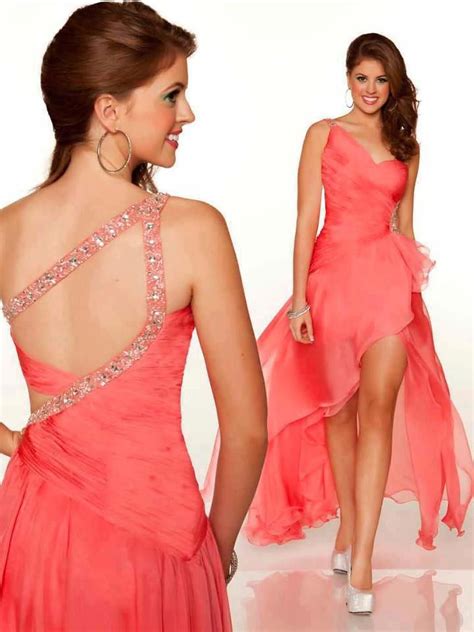 Peach Color Dress Hi Low Dresses, Prom Dresses Short, Evening Dresses ...