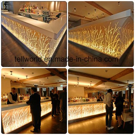 Backlight LED Bar Counter, Acrylic Solid Surface Bar Counter for ...