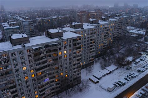 house, city, Russia, faded, grey, gloomy, trees, winter, snow, block of flats, Slavic HD Wallpaper