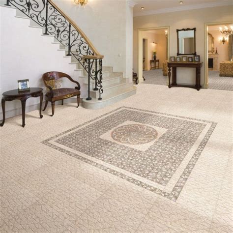 an ornate staircase in a home with white walls and carpeted flooring on ...