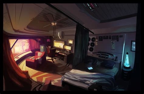 Elena's Bedroom, Ryan James on ArtStation at https://www.artstation.com/artwork/m1ANZ Scifi ...