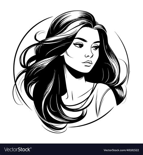 Beautiful long hair girl silhouette Royalty Free Vector