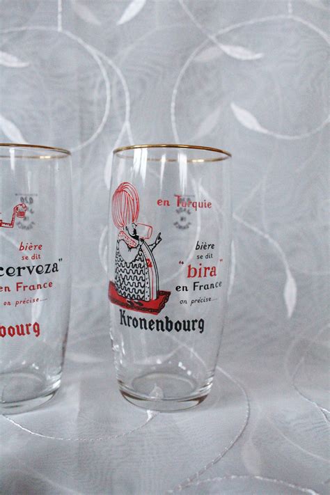 Three Vintage French beer glasses drinking glasses made in | Etsy