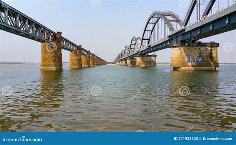 Scenic Railway Bridges Across the Godavari River in Rajahmundry, Andhra ...