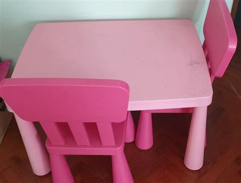 Ikea Pink Kids Study Table & Chairs, Furniture & Home Living, Furniture, Tables & Sets on Carousell