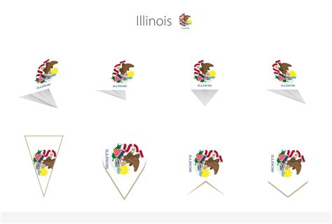 Illinois US State flag collection, eight versions of Illinois vector ...