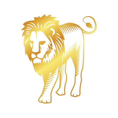 Golden Lion vector illustration, emblem design on white background ...