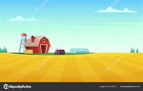 Farm landscape with yellow fields. Rural nature view. Stock Vector Image by ©DemianVS #181152714