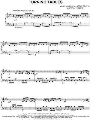 Adele "Turning Tables" Sheet Music (Piano Solo) in C Minor - Download & Print | Sheet music ...