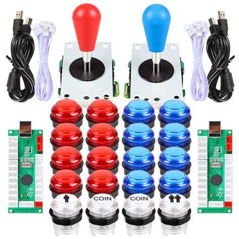 Buy Fosiya LED Arcade Joystick Buttons Kit Ellipse Oval Style 8 Ways ...