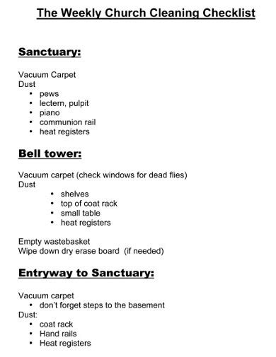 Church Cleaning Checklist - 7+ Examples, Format, Pdf