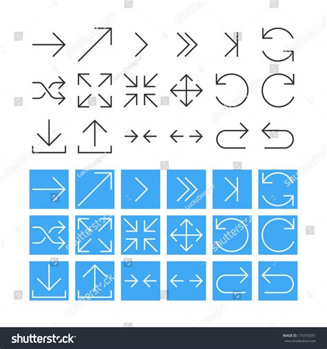 Thin Arrow Icon Set. Raster Version Stock Photo 175370591 : Shutterstock