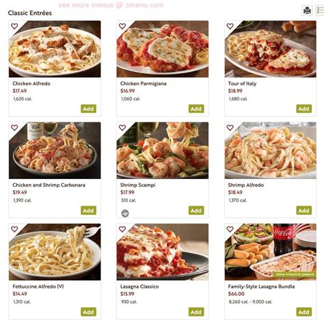 Online Menu of Olive Garden Italian Restaurant Restaurant, Fargo, North Dakota, 58103 - Zmenu