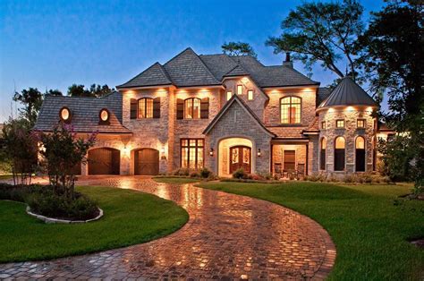 Gorgeous French Country House Design Exterior with Large Home Shape in Luxury Touch using Stone ...