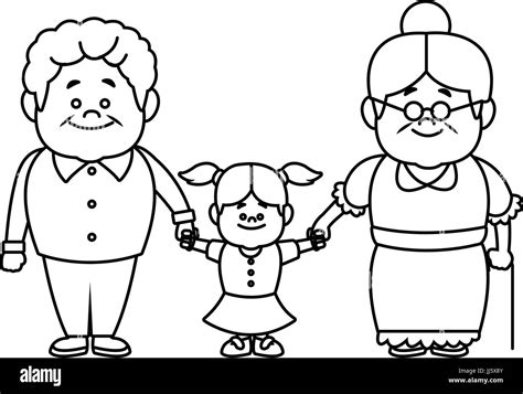 happy grandparents standing with their granddaughter Stock Vector Image ...