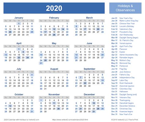 2020 Calendar Templates and Images