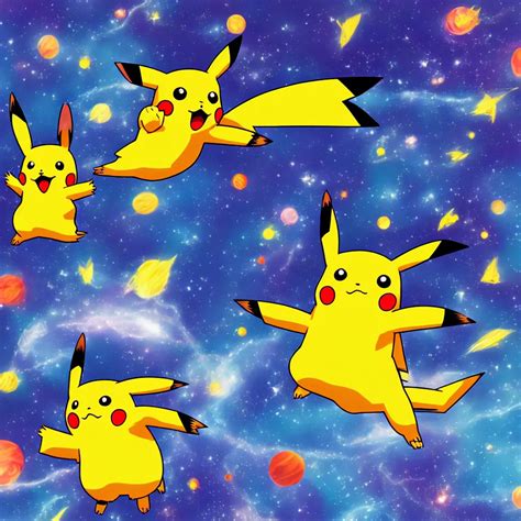 Pikachu flying through space, high quality, digital art | Stable ...