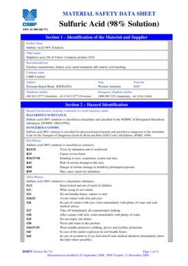 MATERIAL SAFETY DATA SHEET Sulfuric Acid 98 Solution - AMSA - Amsa Gov ...