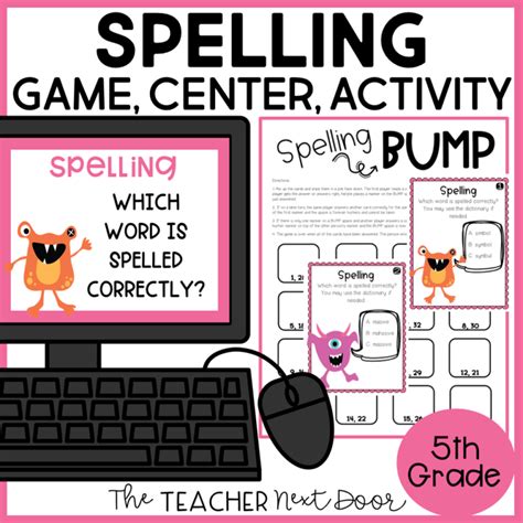 Spelling Game Print and Digital for 5th Grade - The Teacher Next Door