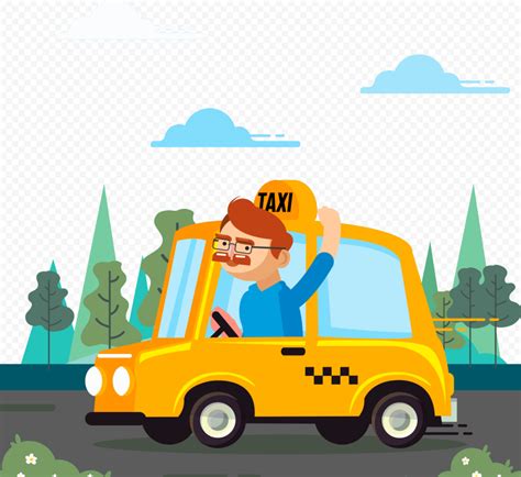 Vector Illustration Cartoon Taxi Cab On The Road | Citypng