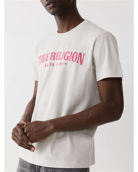 True Religion Mens Classic Logo T Shirt, White Tee