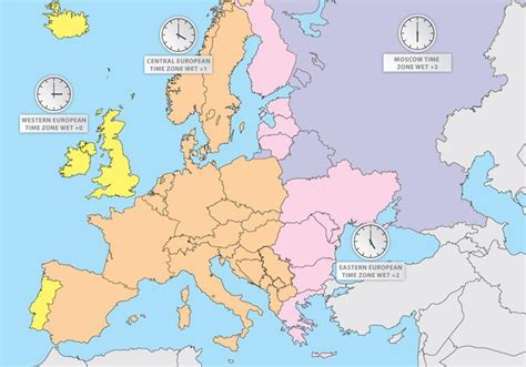 Time Zones Of Europe Europe Map Vector - Download Free Vector Art, Stock Graphics & Images