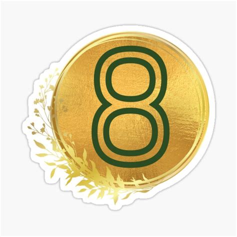 "Number 8 green in gold circle leaf" Sticker for Sale by Benchamart ...