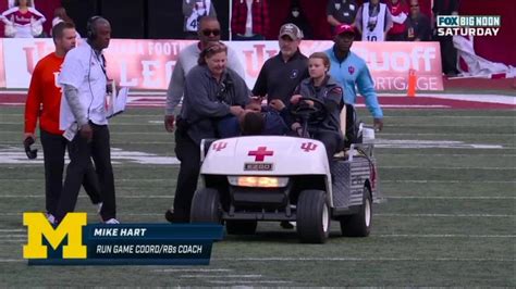 Michigan Running Backs Coach Mike Hart Carted Off Field After ...