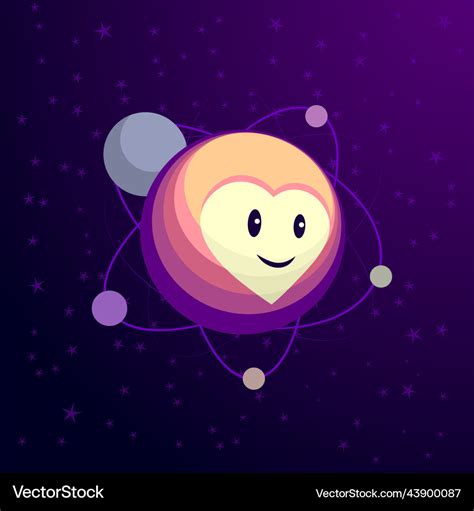 Cute pluto planet with a smiling face and heart Vector Image