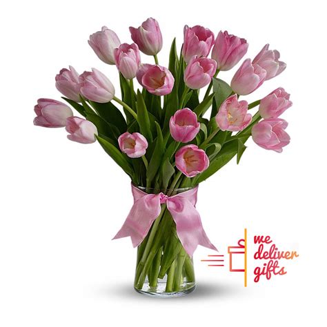 Pink Tulips in a Vase | We deliver gifts - Lebanon