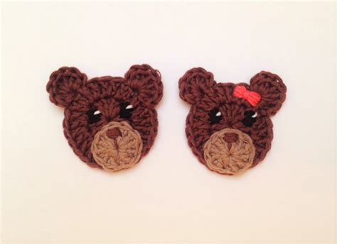 Crochet Bear Teddy Bear Applique Cotton Appliques Woodland | Etsy