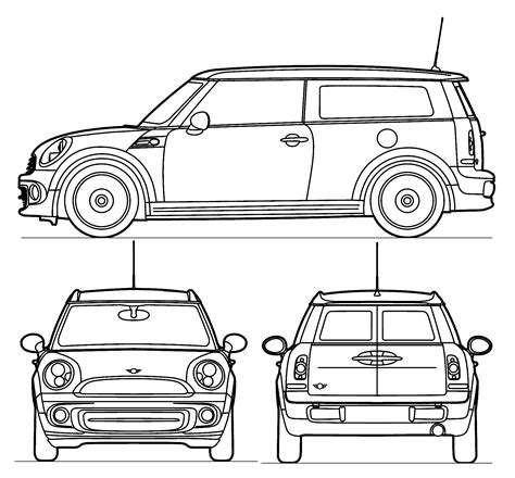 Mini Clubman 2014 Blueprint - Download free blueprint for 3D modeling