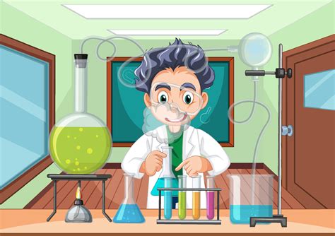 Classroom scene with scientist doing experiment 6927358 Vector Art at Vecteezy