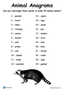 246 Free printable anagrams puzzles (PDF) - ESL Vault