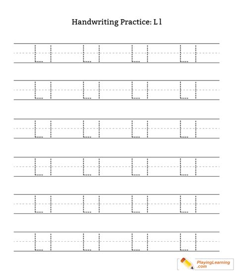 Handwriting Practice Letter L | Free Handwriting Practice Letter L