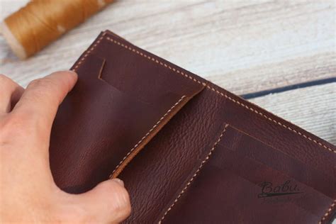 Leather wallet from Pull up waxed leather WL061 - Babu Handmade Leather