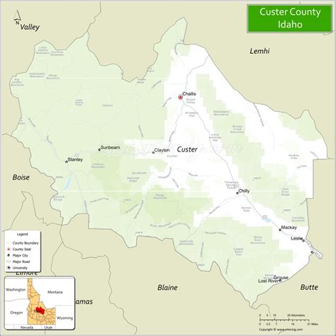 Map of Custer County, Idaho - Where is Located, Cities, Population ...