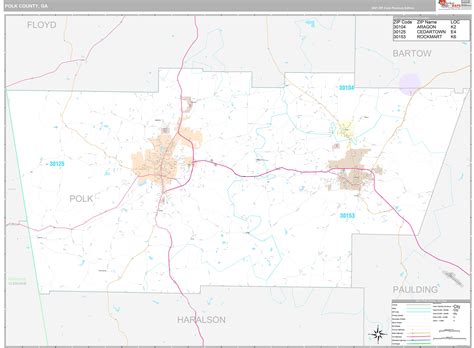 Polk County, GA Wall Map Premium Style by MarketMAPS