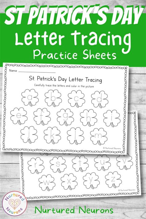 St Patrick's Day Letter Tracing Worksheet (preschool printable) - Nurtured Neurons in 2021 ...