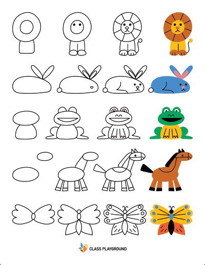 Printable How To Draw With Shapes Animals1 - Class Playground