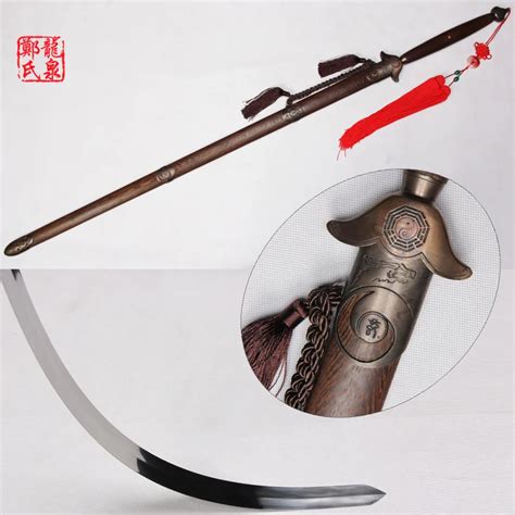 56" Antique Taiji Jian Traditional Chinese Sword 440Stainless Steel Blade Double Hands Straight ...