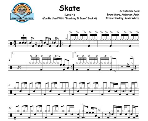 Silk Sonic, Skate Drum Transcription Level 4