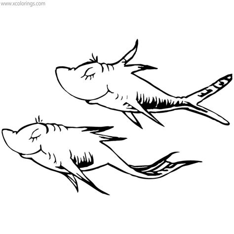 One Fish Two Fish Red Fish Blue Fish Coloring Pages Activity Sheets - XColorings.com