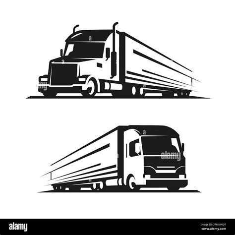 Truck with trailer logo. Lorry, delivery symbol vector illustration ...