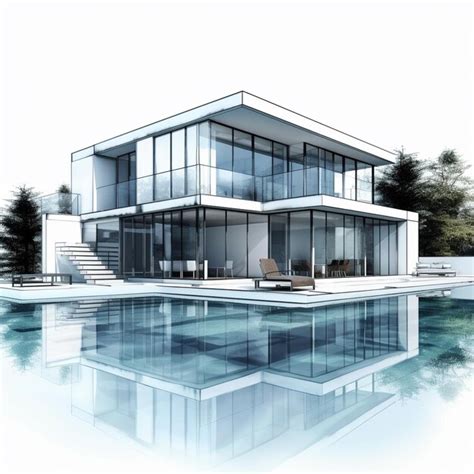 Premium AI Image | 3D Luxury house design with pool