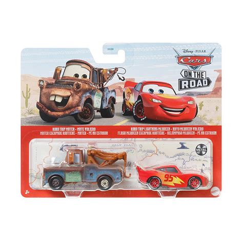 Disney Cars Diecast 2-Pack 1:55 Scale Road Trip Mater and Road Trip ...